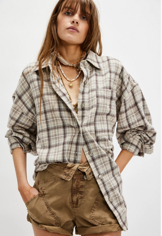 Ashley Plaid Shirt - Ivory Combo - Krista