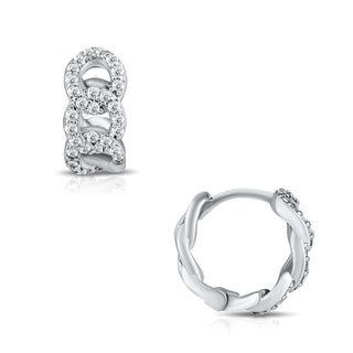 Anika Chain Huggie Hoop Earring - Silver