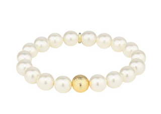 White Pearl Mala Beaded Bracelet