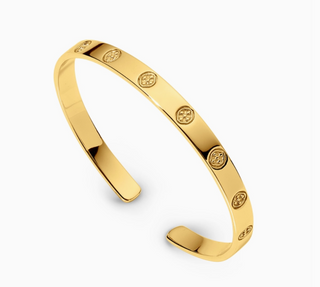 Shield Embossed Bangle Bracelet - Gold Vermeil
