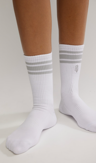 Movement Logo Stripe Sock - White Steel Stripe