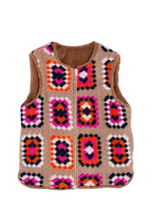 Sweater Vest-Orange/Pink