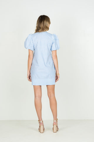 Hampton Mini - French Blue Stripe Cotton Poplin