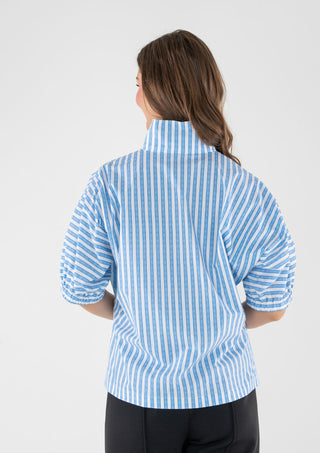 Poppy Top - French Blue Stripe Cotton Poplin