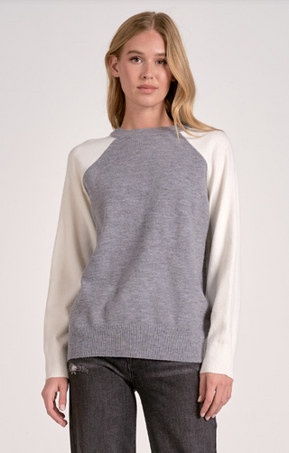 Grey and White Colorblock Top