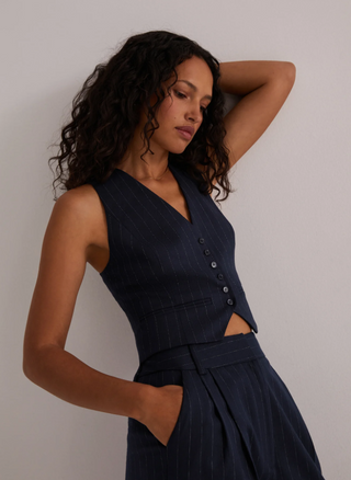 The Favorite Vest - Navy Pinstripe