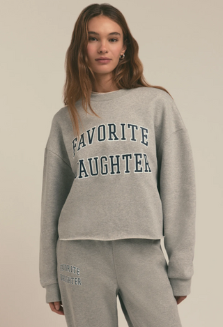 Cropped Collegiate Sweatshirt - Heather Grey