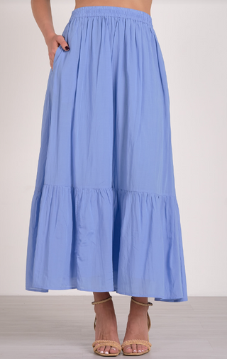 Tiered Midi Skirt -Blue