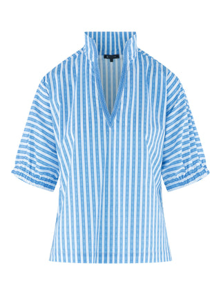 Poppy Top - French Blue Stripe Cotton Poplin