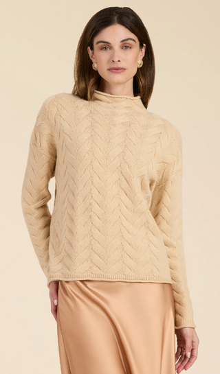 Cashmere Basketweave Mockneck Sweater-STR
