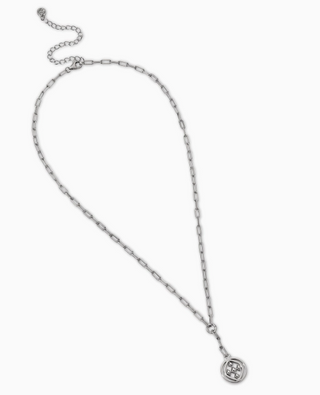 Medallion Paperclip Lariat - Sterling Silver