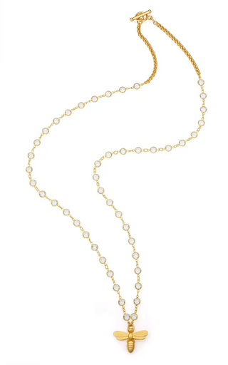 34" 24k clad chanel set crystal Swarovski with Cheval chain and Miel pendant
