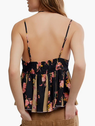 Tillie Floral Plunge Top - Black Combo