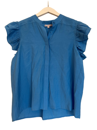 Ruffles Sleeveless Blouse-Turquoise