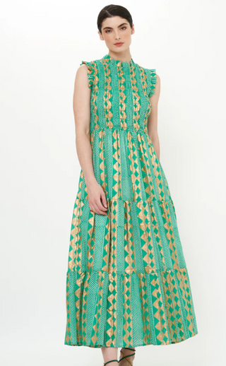 Sleeveless smocked maxi