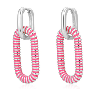 Le Signe Loop Hoops-Hot Pink-Silver