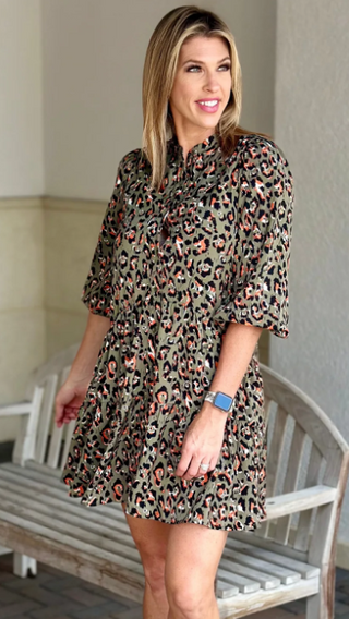 Shirt Dress-Leopard