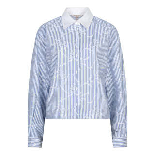 Blouse Short Striped Bows - Blue and White Stripe