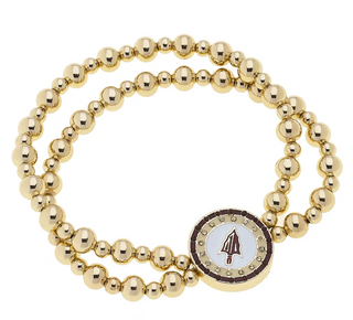 Florida State Seminoles Pave Disc 2-Row Ball Bead Bracelet