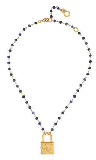 15-18" adjustable micro Sodalite with 24k clad FK Lock pendant