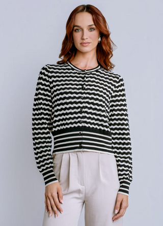Conchi Cardigan - Black/Ivory