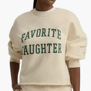 Cropped Collegiate Sweatshirt - Gardenia w/Emerald