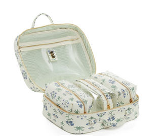LUXE Trvl 2 Cosmetic Toiletry Case - Provence with Green Pinstripe Liner