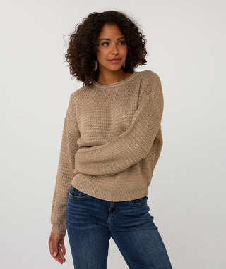 Oversized Lurex Sweater - Sand