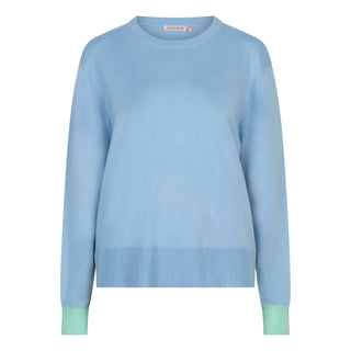 Sweater Long Sleeve Striped Knit - Light Blue