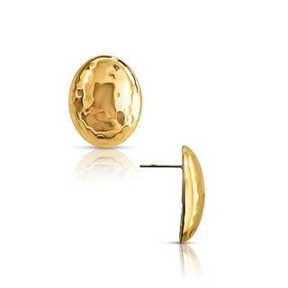 Ira Hammered Oval Earrings - Gold