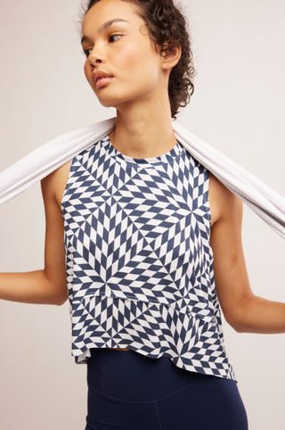 Printed Tempo Tank - Navy Combo