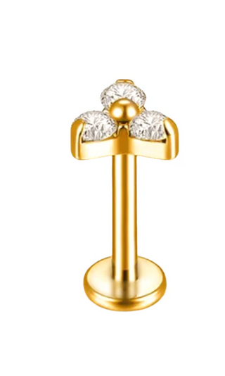 Sabina Triple Stone Cartilage Earring - Gold