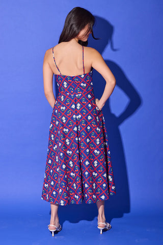 Karin Dress- Navy Cherry